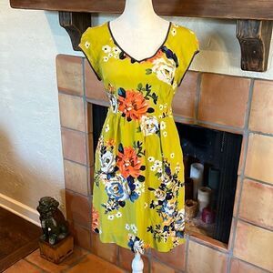 Moulinette Souers green floral silk dress, 0!